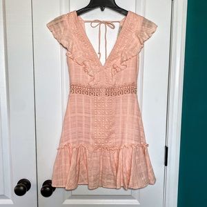 NWOT Francesca’s Allegra Crochet Flutter Sleeve Mini Dress